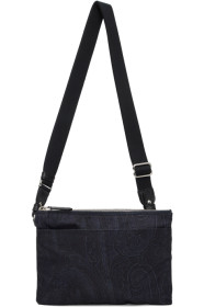 Etro - Sac messager à motif cachemire bleu marine