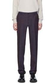 Etro - Pantalon en laine à carreaux bleu