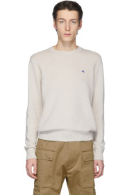 Etro - Pull en laine à col ras du cou blanc cassé