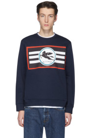 Etro - Pull molletonné bleu marine Pegaso