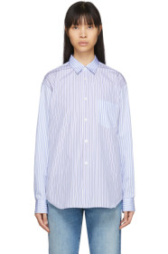 Comme des Garçons Shirt - White & Blue Mixed Stripe Poplin Forever Shirt