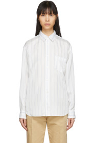 Comme des Garçons Shirt - White Cupro Striped Forever Shirt
