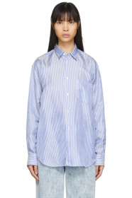 Comme des Garçons Shirt - Blue & White Cupro Striped Forever Shirt