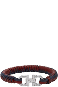 Salvatore Ferragamo - Red & Blue Braided Leather Bracelet
