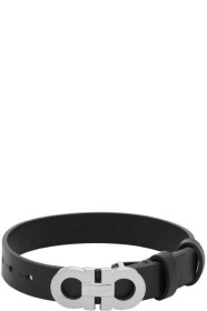 Salvatore Ferragamo - Black Gancini Rigato Bracelet