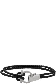 Salvatore Ferragamo - Black Woven Double Gancini Bracelet