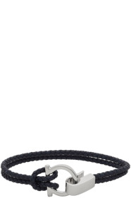 Salvatore Ferragamo - Navy Woven Double Gancini Bracelet