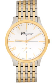 Salvatore Ferragamo - Silver & Gold 'Ferragamo' Slim Watch