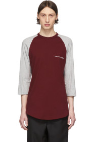 Comme des Garçons Shirt - Grey & Burgundy Logo Baseball T-Shirt