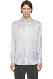 Comme des Garçons Shirt - White & Blue Striped Cupro Shirt