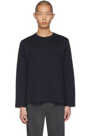Comme des Garçons Shirt - Navy Fine Jersey Plain Long Sleeve T-Shirt