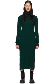 S.R. STUDIO. LA. CA. - Robe en maille côtelée à col cheminée verte