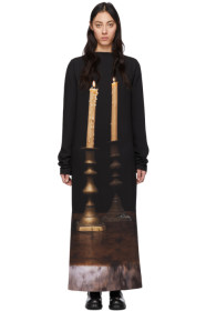 S.R. STUDIO. LA. CA. - Robe à manches longues en soie noire Two Candles