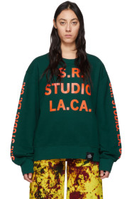 S.R. STUDIO. LA. CA. - Pull molletonné vert et orange Vampire Sunrise
