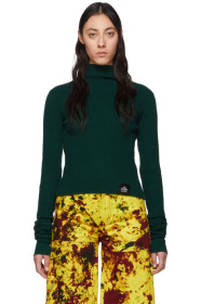 S.R. STUDIO. LA. CA. - Green Rib Funnel Neck Turtleneck