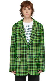 S.R. STUDIO. LA. CA. - 绿色 Open-Weave 格纹西装外套