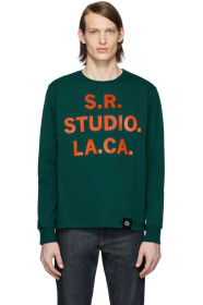 S.R. STUDIO. LA. CA. - グリーン S.R.S. Logo & Vampire Sunrise ベーシック ロング スリーブ T シャツ