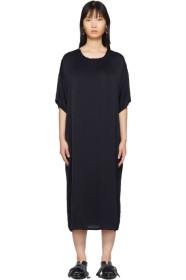 Raquel Allegra - Navy Satin T-Shirt Dress