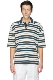 Jil Sander+ - ブルー & オフホワイト スポンジ エフェクト ポロ