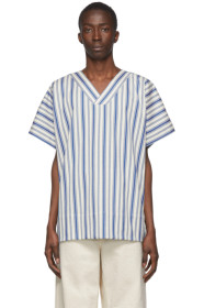 Jil Sander+ - T-shirt rayé bleu et blanc Deckchair