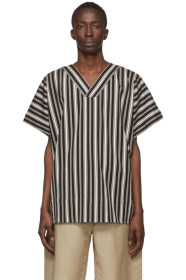 Jil Sander+ - T-shirt rayé brun et blanc Deckchair