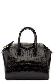 Givenchy - Sac embossé façon croco noir Mini Antigona