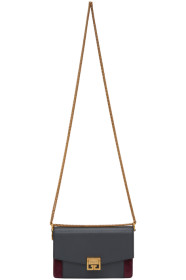 Givenchy - Sac portefeuille en suède gris et bourgogne GV3