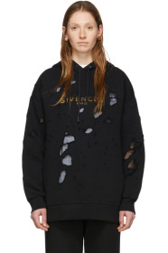 Givenchy - SSENSE 独家发售黑色做旧连帽衫