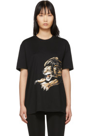 Givenchy - 黑色 Leo 签名徽标 T 恤