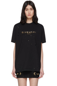 Givenchy - 黑色做旧徽标 T 恤