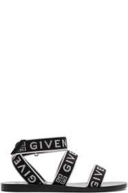 Givenchy - 黑色 & 白色徽标带凉鞋