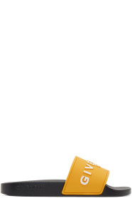 Givenchy - Yellow 'Givenchy Paris' Slides