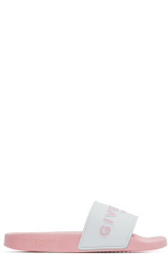 Givenchy - White & Pink Logo Pool Slides
