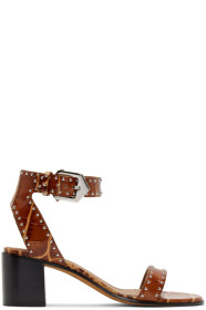 Givenchy - Sandales embossées façon croco cloutées brunes Elegant