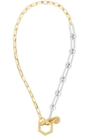 Givenchy - Collier doré et argenté Short Hexagonal Hook & Chains