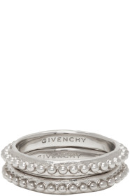 Givenchy - Ensemble de bagues perlées argentées Small