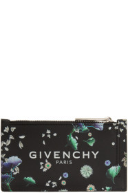 Givenchy - Porte-cartes en cuir noir Flowers