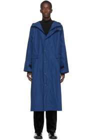 Kassl Editions - Blue Taffeta Long Hooded Coat