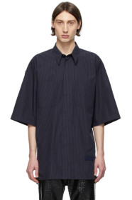 Givenchy - ネイビー ストライプ オーバーサイズ パッチ シャツ