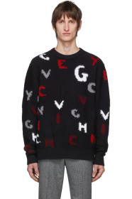 Givenchy - ネイビー ロゴ ウール セーター