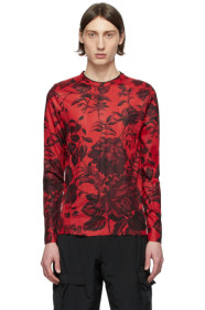 Givenchy - レッド フローラル リブ ロング スリーブ T シャツ