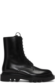 Givenchy - ブラック レザー コンバット ブーツ
