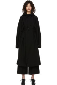 Regulation Yohji Yamamoto - Manteau en laine à capuche noir