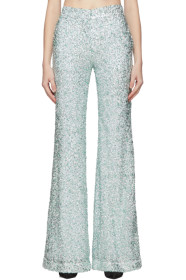 Halpern - Green Sequin Stovepipe Trousers
