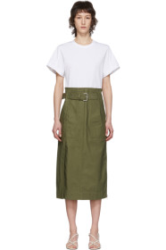 3.1 Phillip Lim - White & Green Belted Cargo T-Shirt Dress