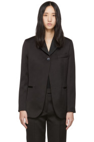 3.1 Phillip Lim - ブラック サテン シングル ボタン ブレザー
