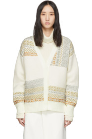 3.1 Phillip Lim - White Merino Series Fairisle Patchwork Holiday Cardigan
