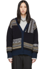 3.1 Phillip Lim - Navy Merino Series Fairisle Patchwork Holiday Cardigan