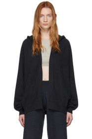 Frenckenberger - Cardigan en cachemire à capuche vert Bomber
