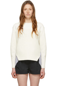 3.1 Phillip Lim - White Patchwork Woven Combo Sweater